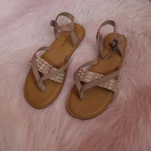Toms | Lexie Embroidered Flat Buckle Sandals 7.5 - Picture 1 of 6